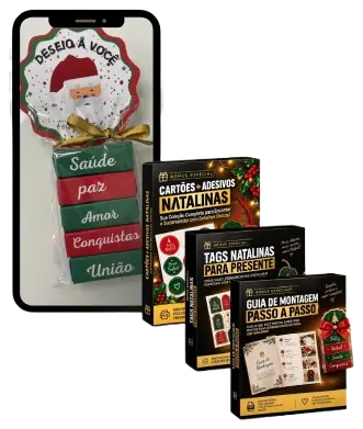 Kit Premium: lembrancinha de Bis montada e as caixas dos bônus Cartões e Adesivos, Tags Natalinas e Guia de Montagem